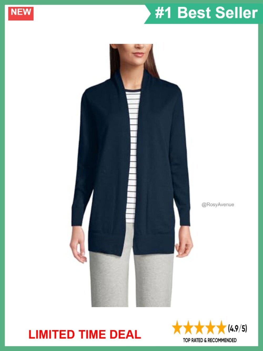 100% Cotton Open Front Long Cardigan Sweater with Pockets